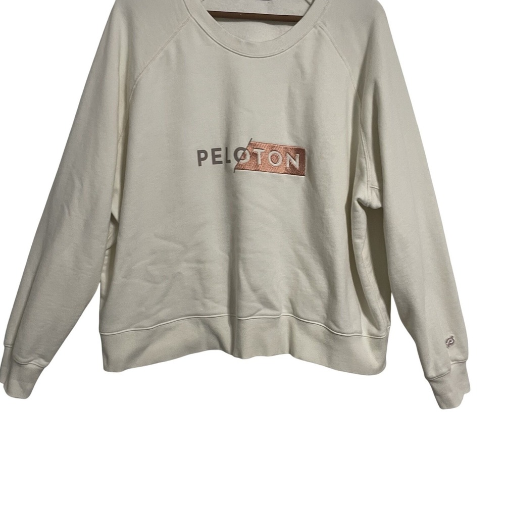 PELOTON Cream Raglan Sweatshirt Logo Pullover Athleisure Women's Size 2X - Picture 5 of 12